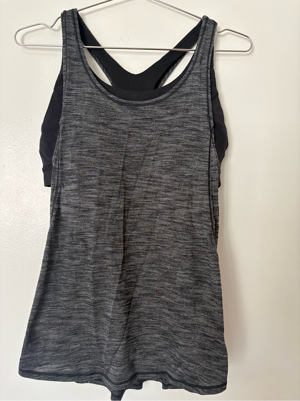 Lululemon bra tank  Black Heathered Racerback Tank Top size 8